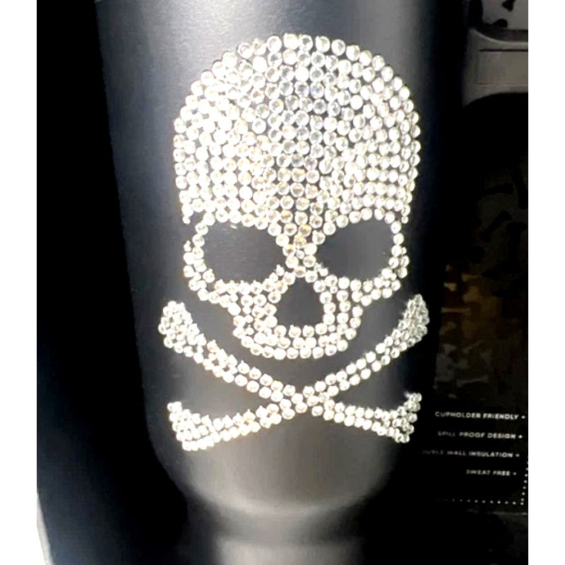 Hydrapeak Limited Edition Skull & Bones Bling 40oz Travel Mug w/ Straw Insulated