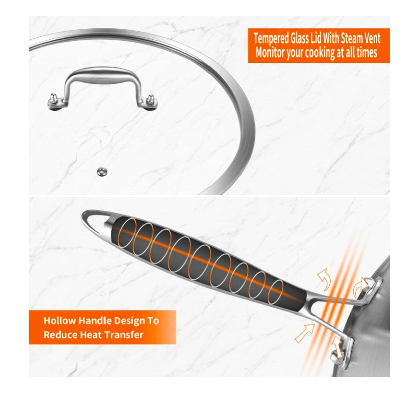 Tri-Ply Stainless Steel 12 inch Wok & Stir-Fry Pan