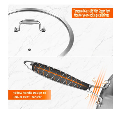 Tri-Ply Stainless Steel 12 inch Wok & Stir-Fry Pan