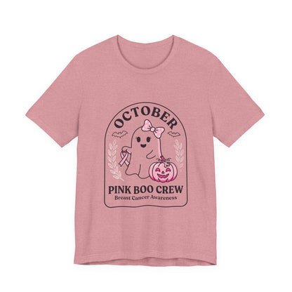 Pink Boo Crew Ghost Tee | Breast Cancer Awareness Ribbon, October Pink