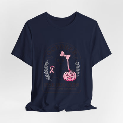 Pink Boo Crew Ghost Tee | Breast Cancer Awareness Ribbon, October Pink