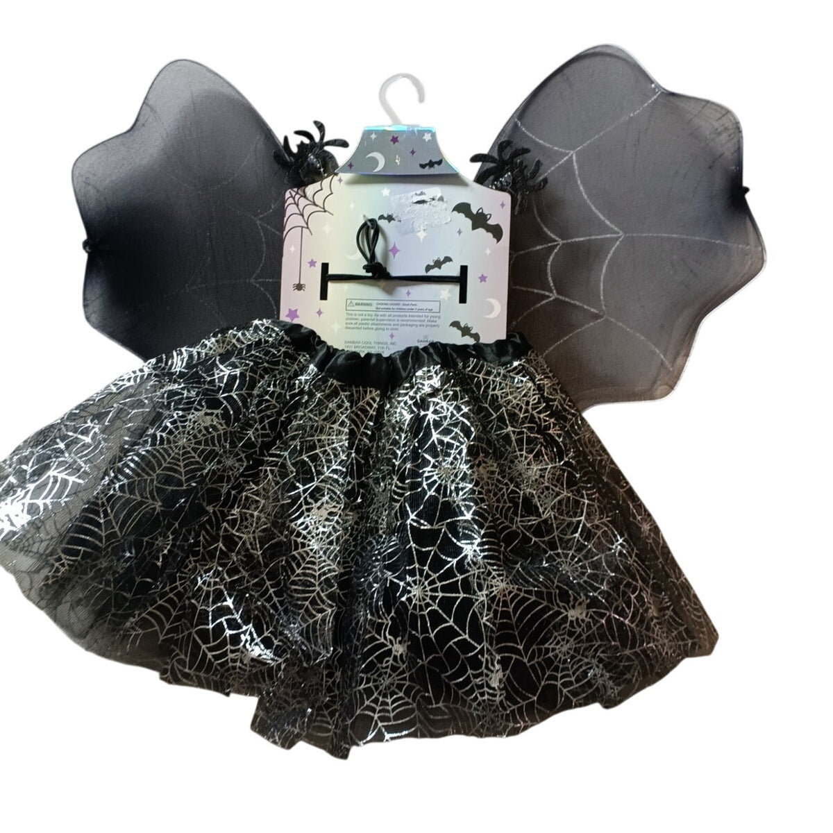 Black Spider Tutu 3PC Set Size 3T-4T Skirt, Web Wings, Headband Halloween Set