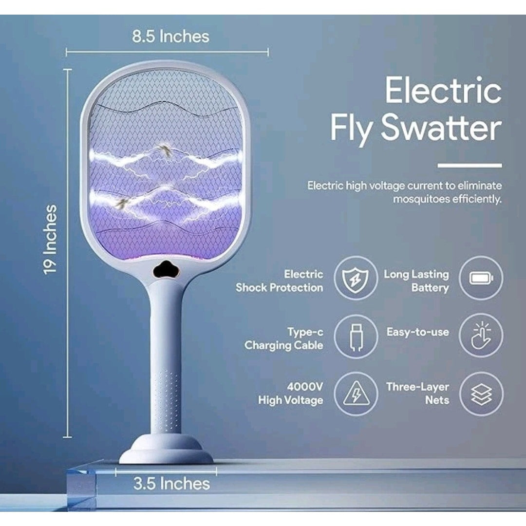 Electric Fly Swatter with UV Light USB Rechargeable Bug Zapper