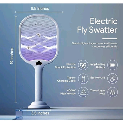 Electric Fly Swatter with UV Light USB Rechargeable Bug Zapper