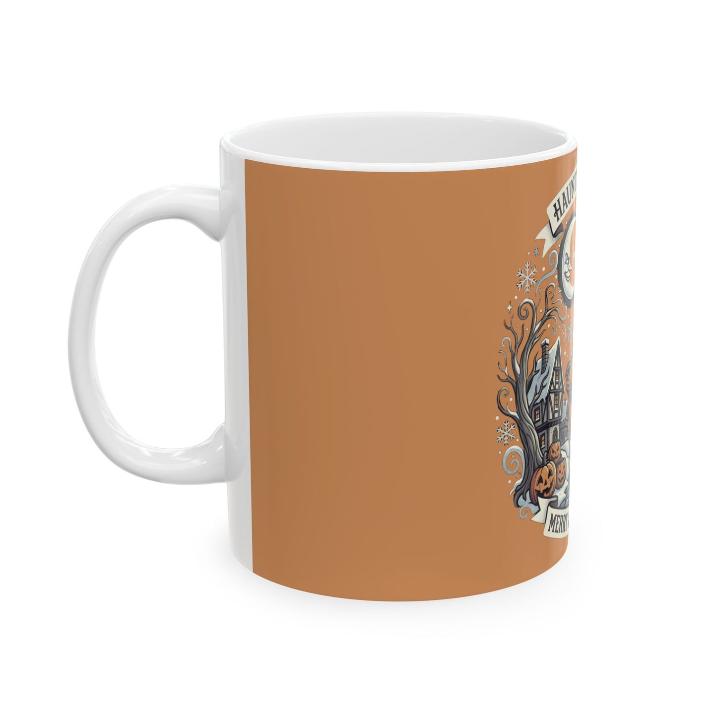 Haunted Holidays skeleton scene Mug | Halloween Christmas crossover