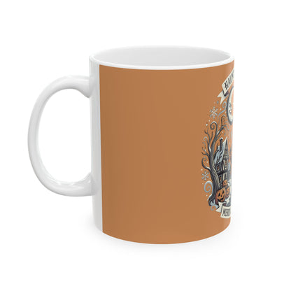 Haunted Holidays skeleton scene Mug | Halloween Christmas crossover