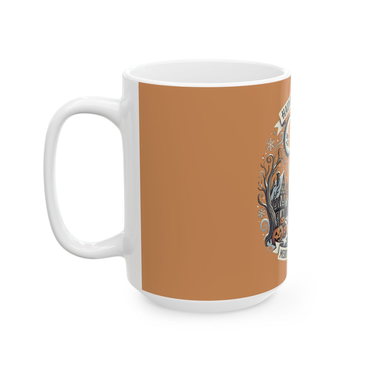 Haunted Holidays skeleton scene Mug | Halloween Christmas crossover