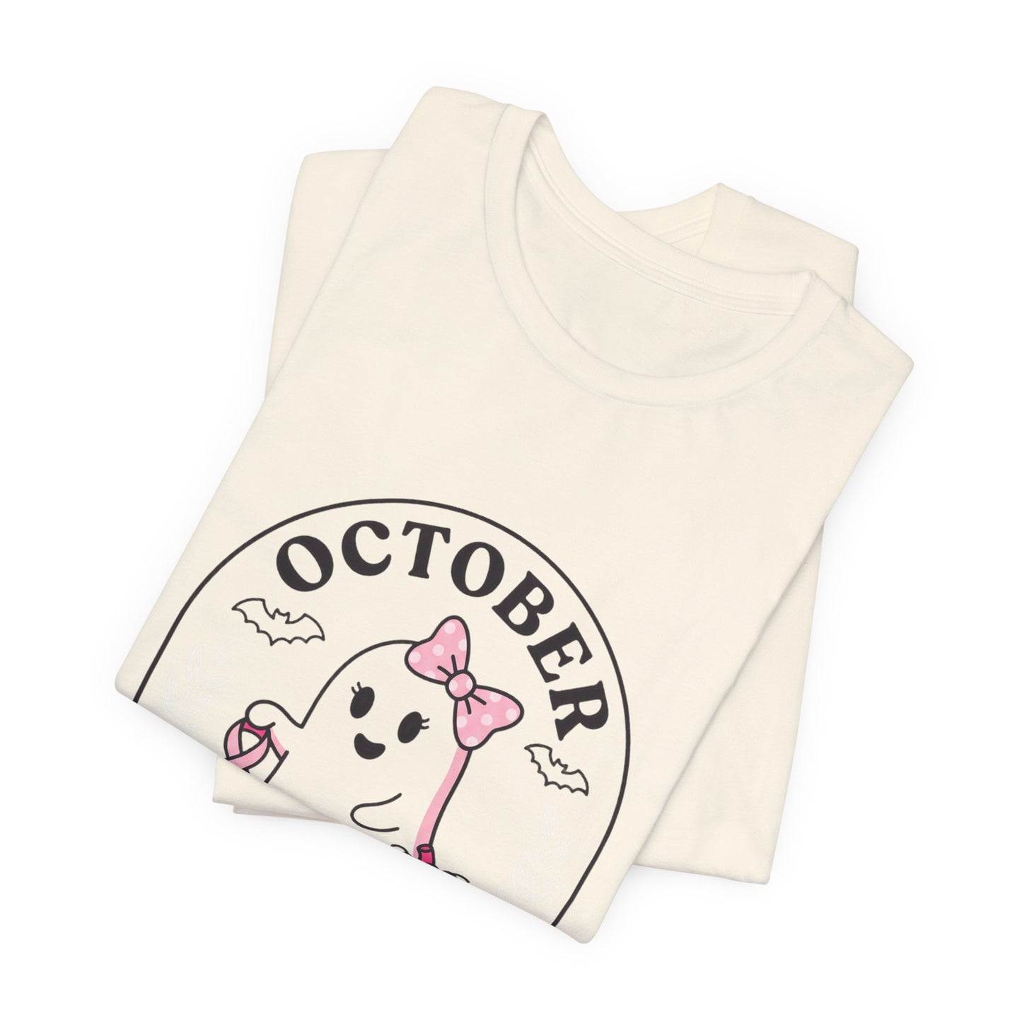 Pink Boo Crew Ghost Tee | Breast Cancer Awareness Ribbon, October Pink