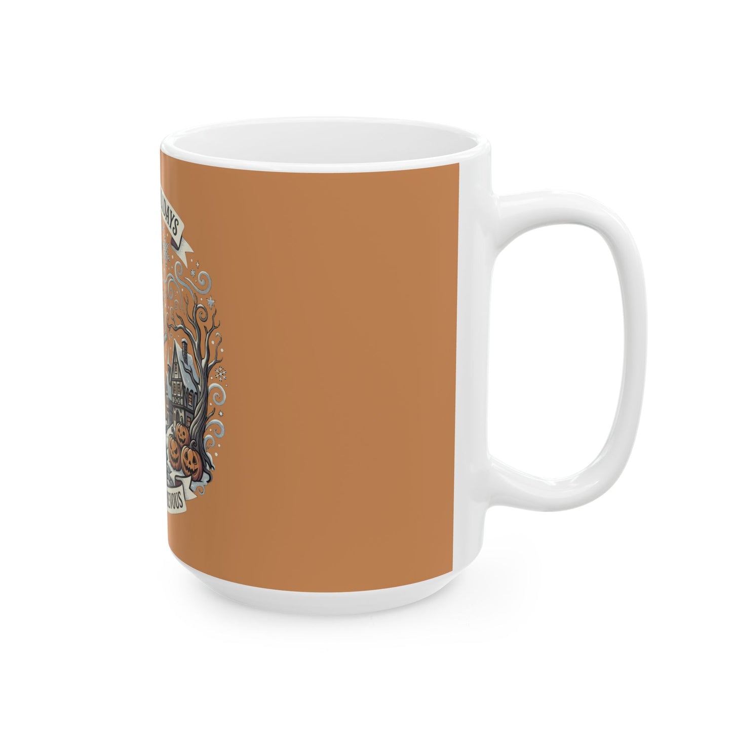 Haunted Holidays skeleton scene Mug | Halloween Christmas crossover