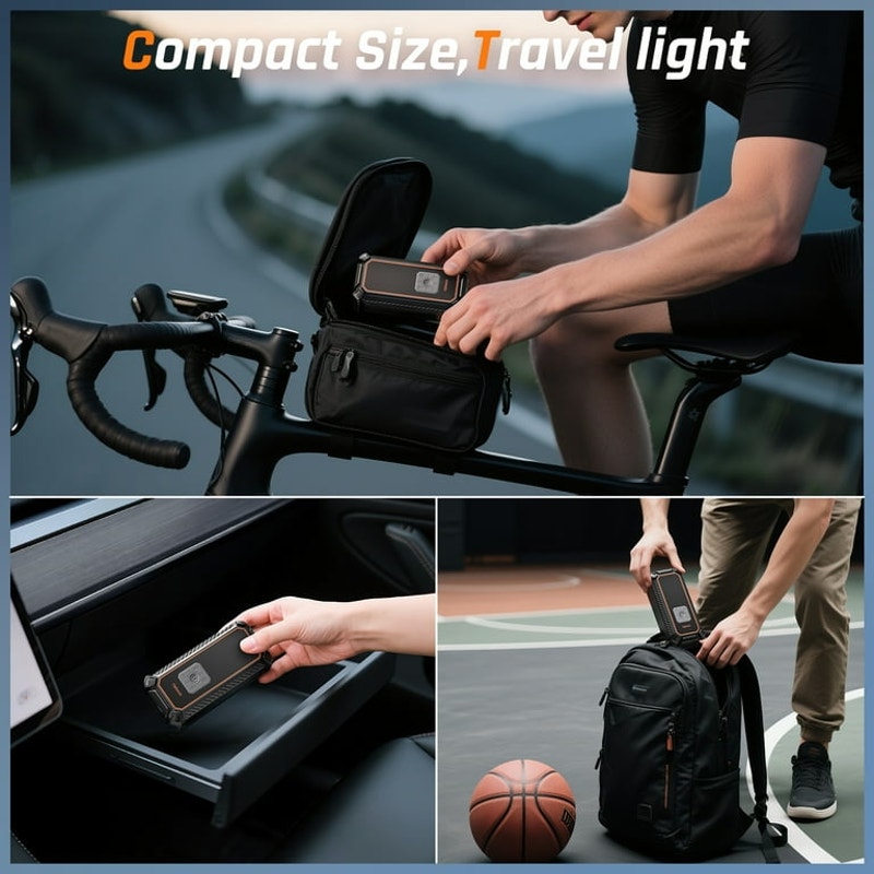 Ophanie Cordless Portable Tire Inflator - Digital Pressure Gauge, Air Compressor for Car Tires