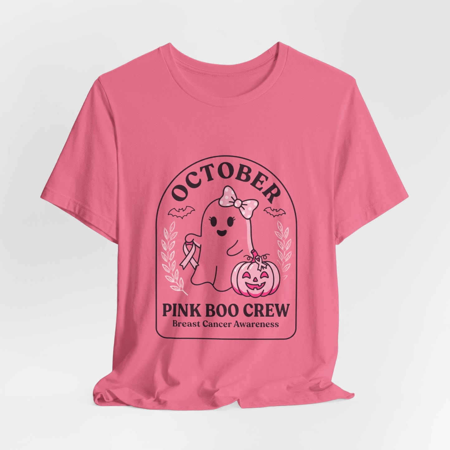 Pink Boo Crew Ghost Tee | Breast Cancer Awareness Ribbon, October Pink