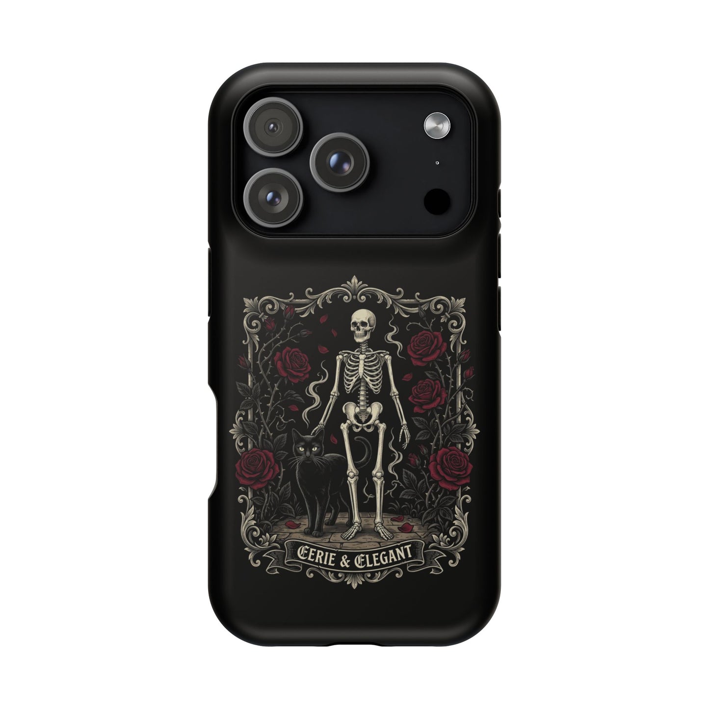 Eerie & Elegant Skeleton Phone Case — Magnetic Impact-Resistant