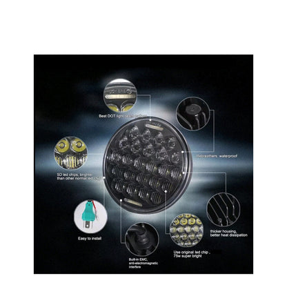 5-3/4 Motorcycle LED Headlight 5.75" H4 Socket light
