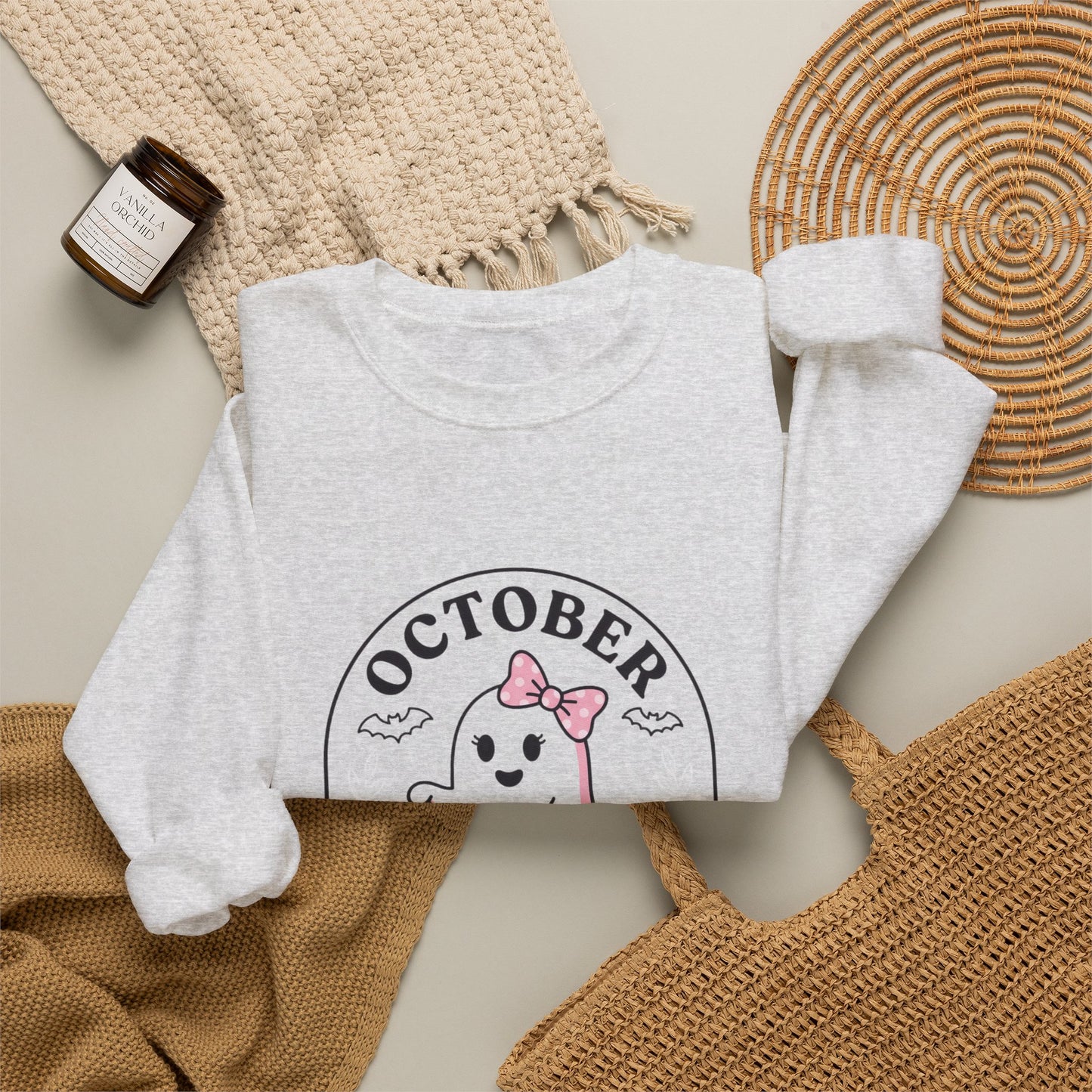 Pink Boo Crew Breast Cancer Awareness Sweatshirt | October Ribbon