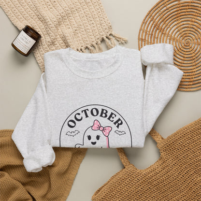 Pink Boo Crew Breast Cancer Awareness Sweatshirt | October Ribbon