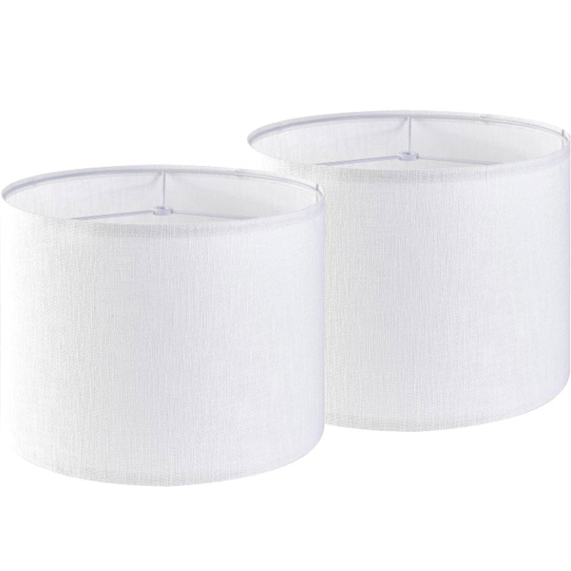 2 Pure Natural White Linen Drum Lamp Shades