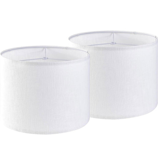 2 Pure Natural White Linen Drum Lamp Shades