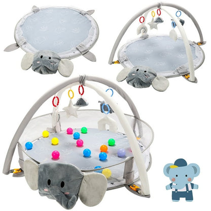 5-in-1 Elephant Baby Gym Play Mat with 30 Balls