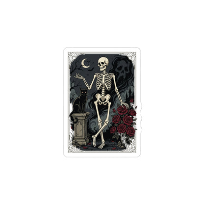Skeleton Tarot Sticker — Gothic Rose Kiss-Cut Decorative Sticker