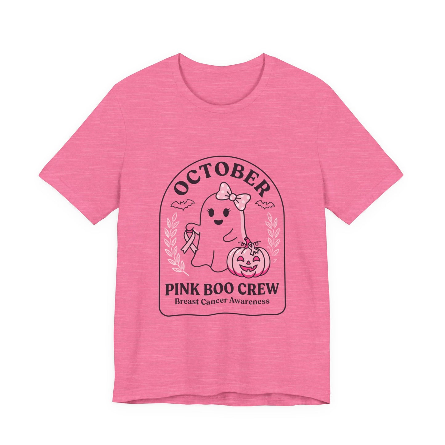 Pink Boo Crew Ghost Tee | Breast Cancer Awareness Ribbon, October Pink