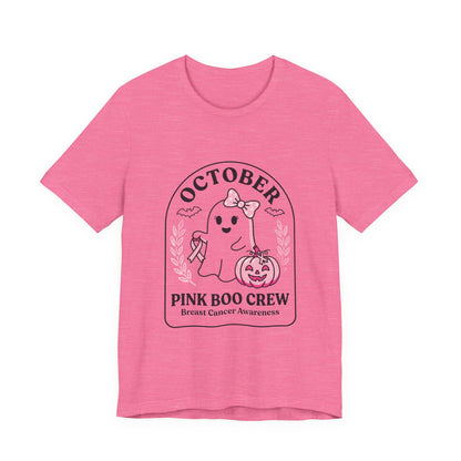 Pink Boo Crew Ghost Tee | Breast Cancer Awareness Ribbon, October Pink