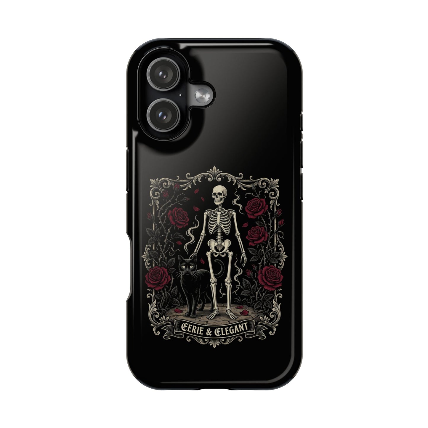 Eerie & Elegant Skeleton Phone Case — Magnetic Impact-Resistant