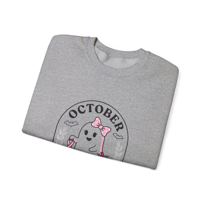 Pink Boo Crew Breast Cancer Awareness Sweatshirt | October Ribbon