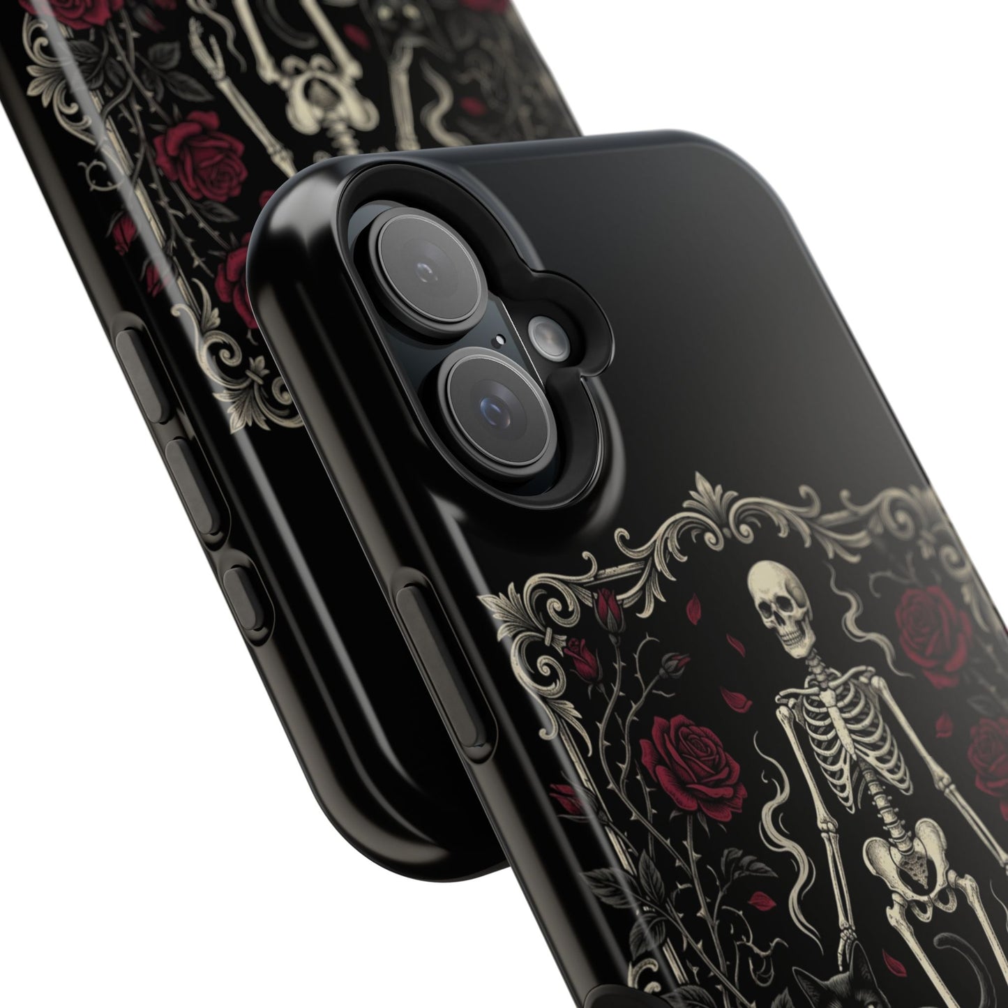 Eerie & Elegant Skeleton Phone Case — Magnetic Impact-Resistant