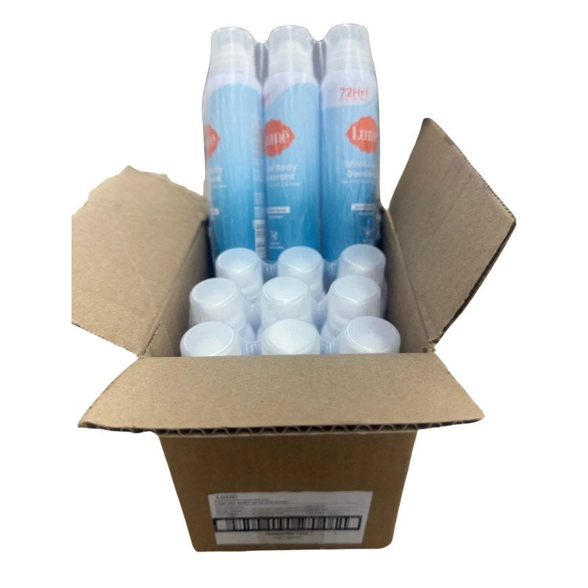 12 Pk CASE Lume Whole Body Deodorant UNSCENTED Invisible Spray Sensitive Skin