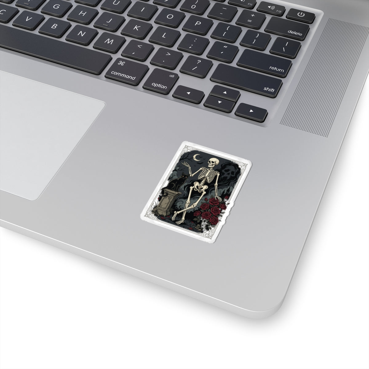 Skeleton Tarot Sticker — Gothic Rose Kiss-Cut Decorative Sticker