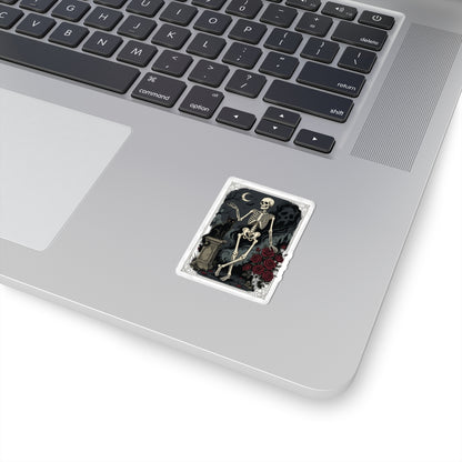 Skeleton Tarot Sticker — Gothic Rose Kiss-Cut Decorative Sticker