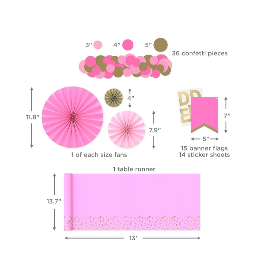 Hallmark Crayola Color Pop Party Decorations Set Pink and Gold