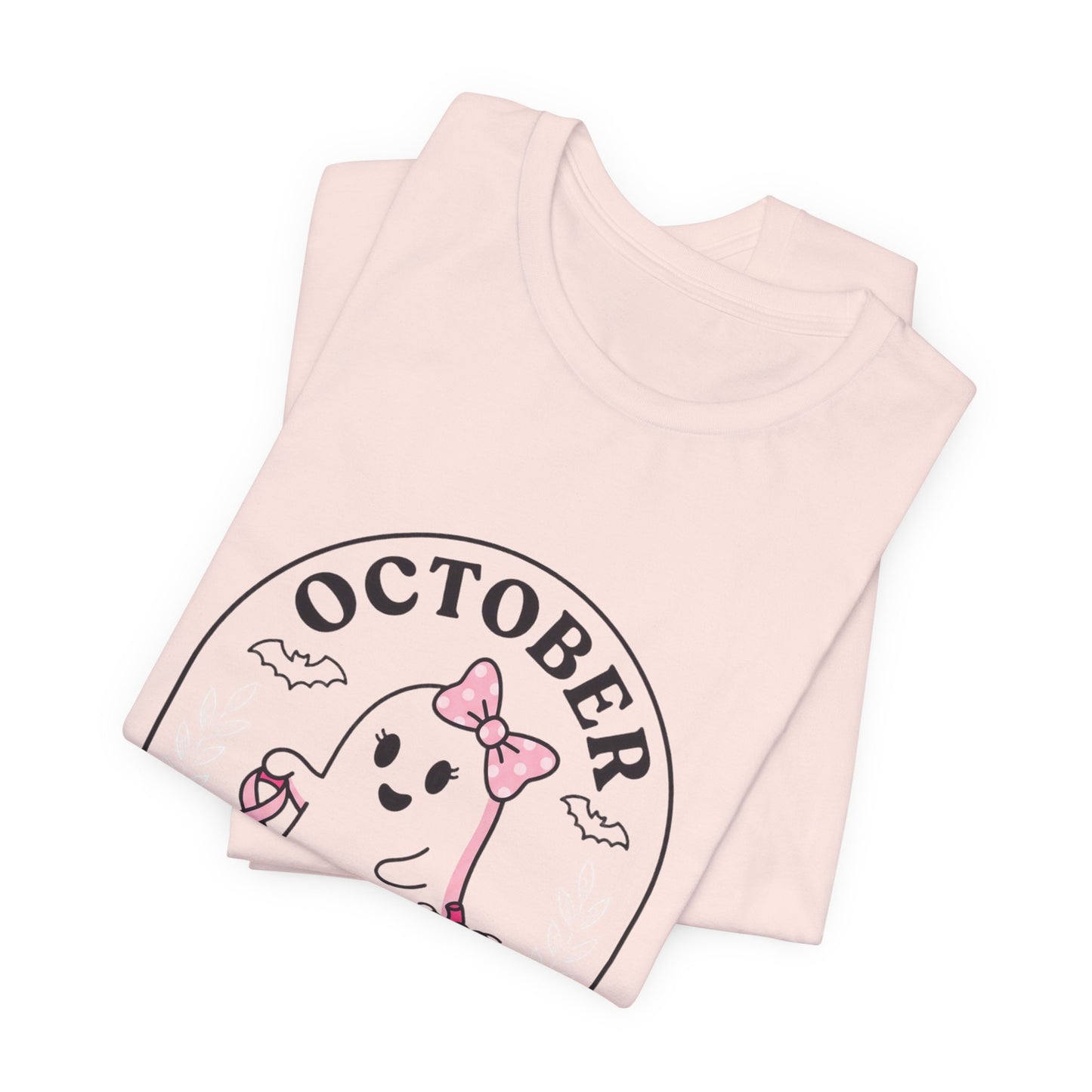 Pink Boo Crew Ghost Tee | Breast Cancer Awareness Ribbon, October Pink