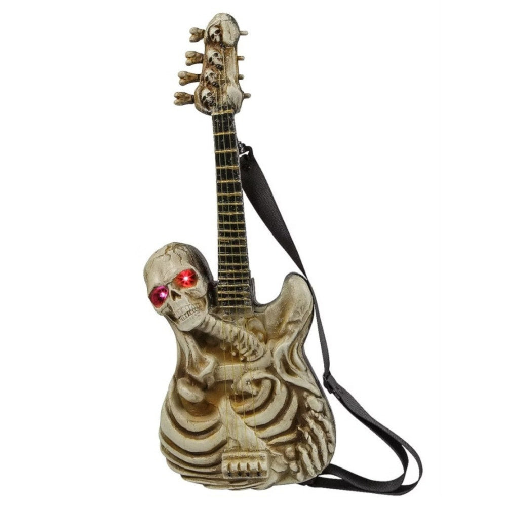 2 Ft. Light-Up Ukulele-Shaped Plastic Skeleton Halloween Decoration