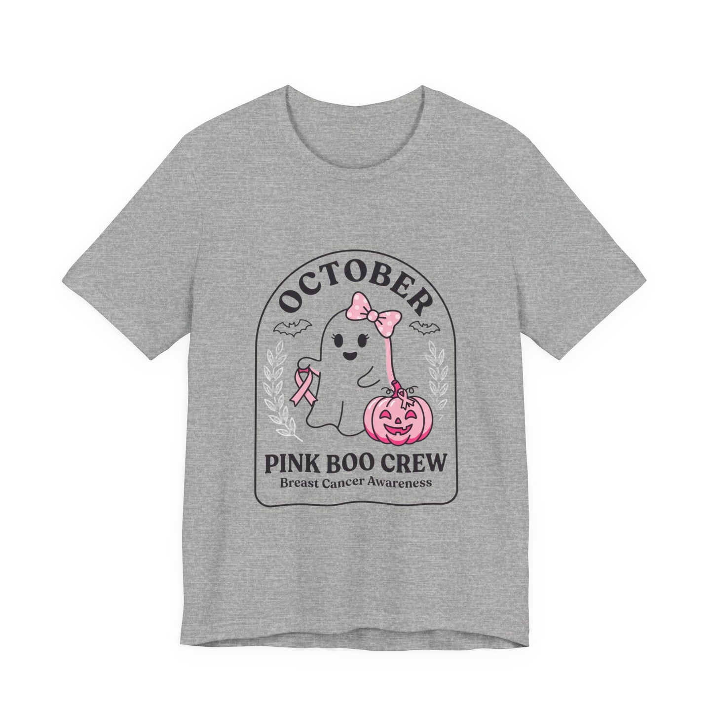 Pink Boo Crew Ghost Tee | Breast Cancer Awareness Ribbon, October Pink