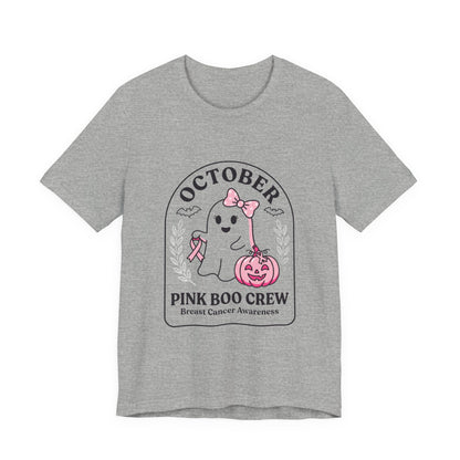 Pink Boo Crew Ghost Tee | Breast Cancer Awareness Ribbon, October Pink