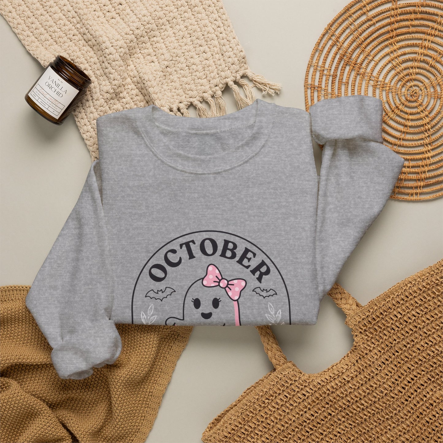 Pink Boo Crew Breast Cancer Awareness Sweatshirt | October Ribbon