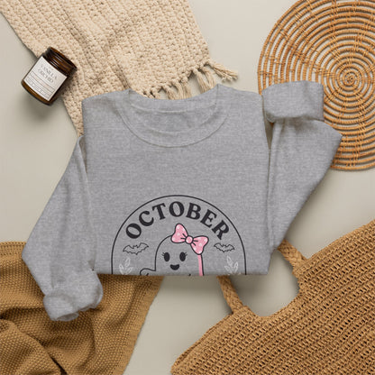 Pink Boo Crew Breast Cancer Awareness Sweatshirt | October Ribbon