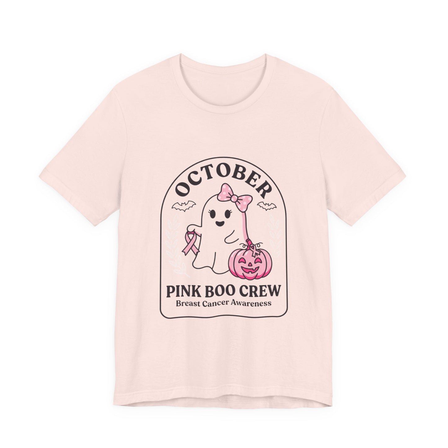 Pink Boo Crew Ghost Tee | Breast Cancer Awareness Ribbon, October Pink
