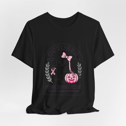 Pink Boo Crew Ghost Tee | Breast Cancer Awareness Ribbon, October Pink
