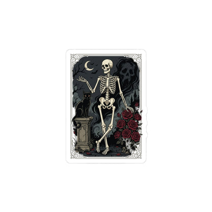 Skeleton Tarot Sticker — Gothic Rose Kiss-Cut Decorative Sticker
