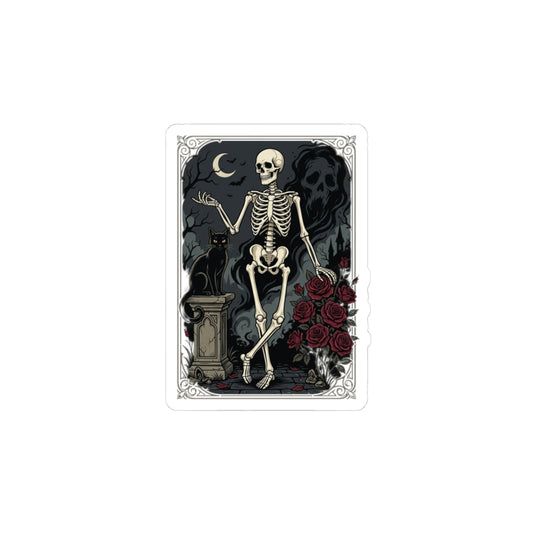 Skeleton Tarot Sticker — Gothic Rose Kiss-Cut Decorative Sticker