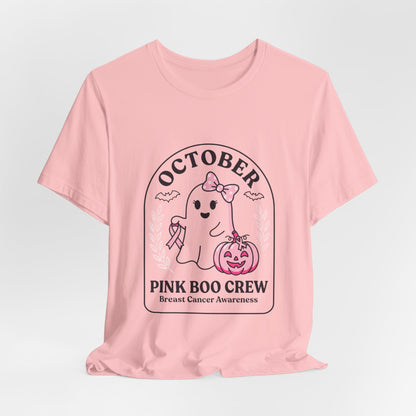 Pink Boo Crew Ghost Tee | Breast Cancer Awareness Ribbon, October Pink