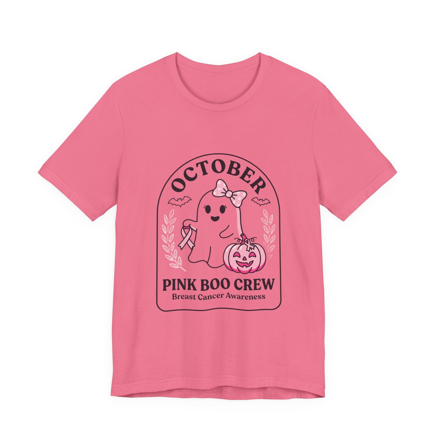 Pink Boo Crew Ghost Tee | Breast Cancer Awareness Ribbon, October Pink