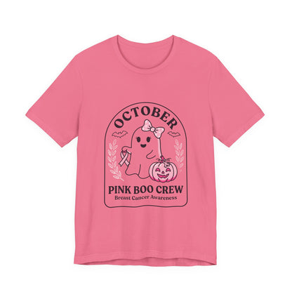 Pink Boo Crew Ghost Tee | Breast Cancer Awareness Ribbon, October Pink