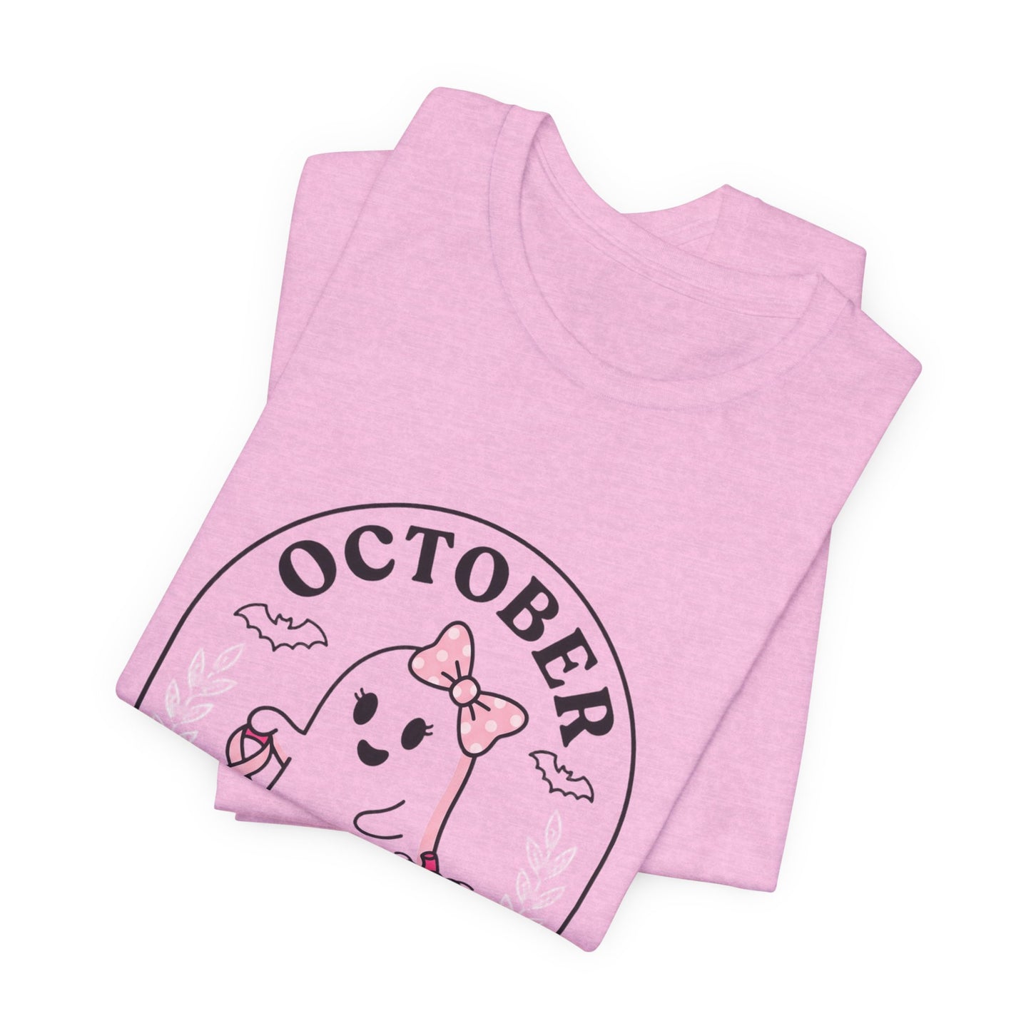 Pink Boo Crew Ghost Tee | Breast Cancer Awareness Ribbon, October Pink