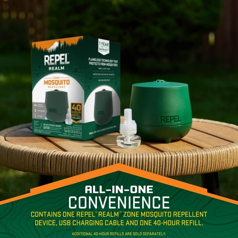 Repel Realm Zone Mosquito Repellent Device, Rechargeable Outdoor Diffuser, 1 Count