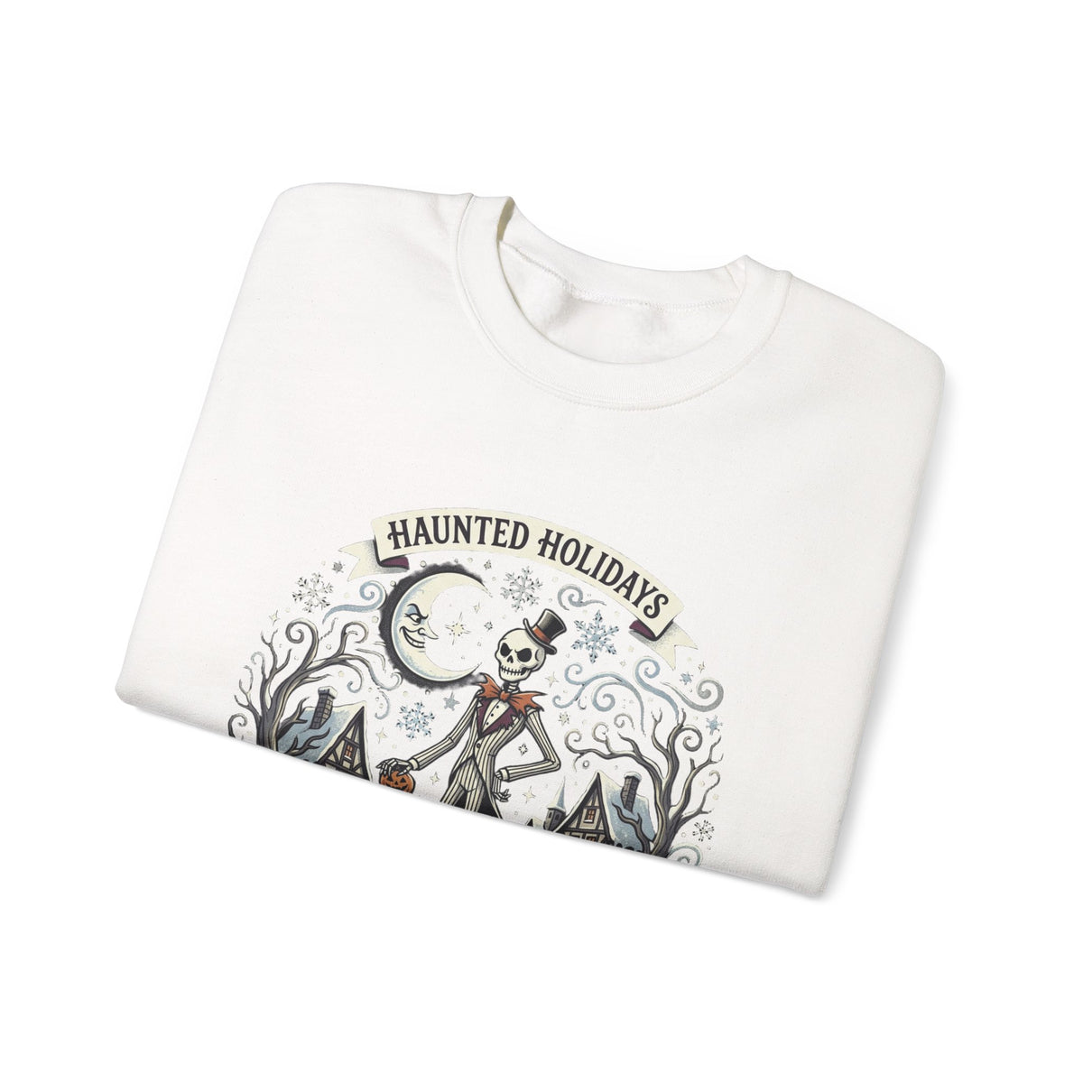 Dancing Skeleton Graveyard Crewneck Sweatshirt | Halloween Witch Design