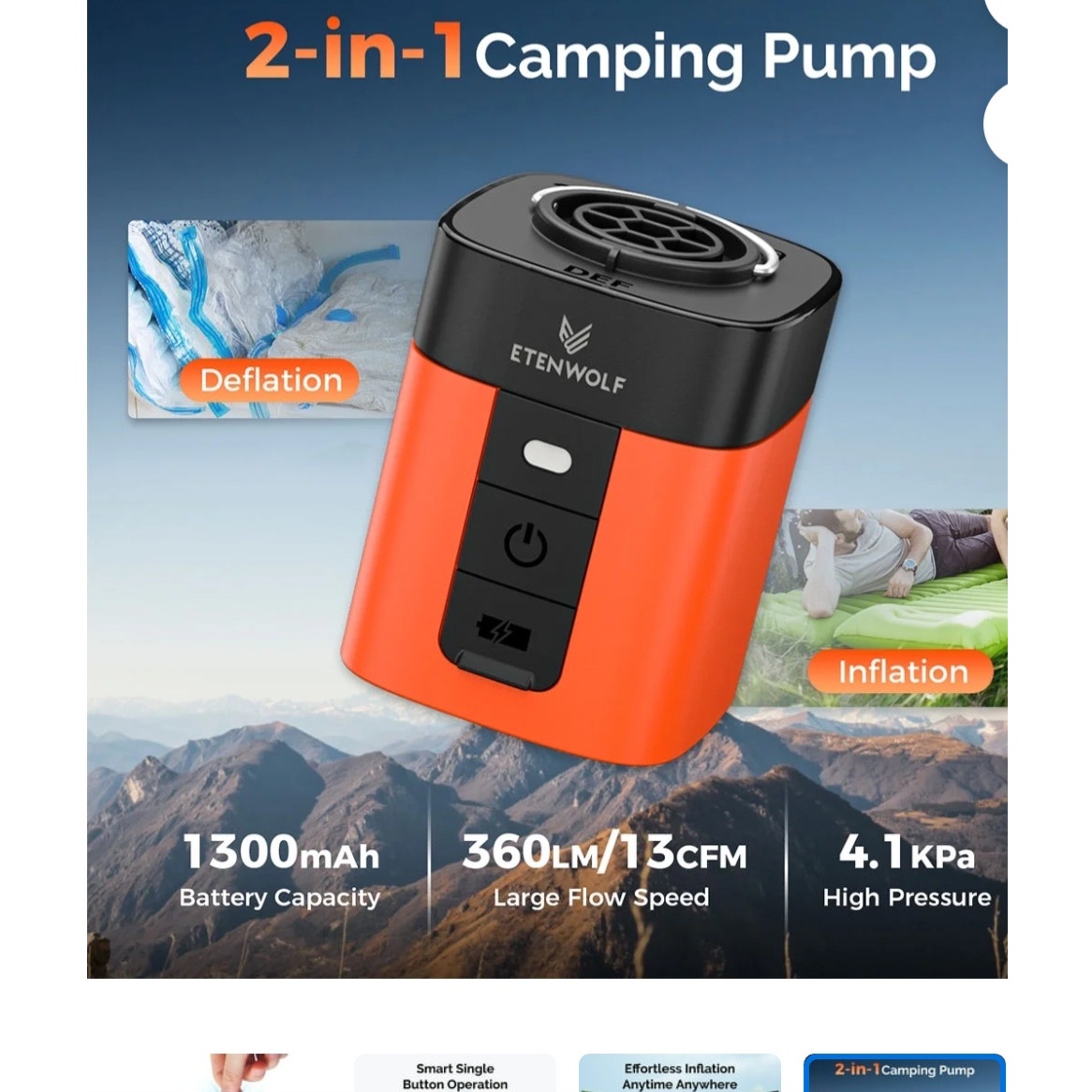 Mini Electric Air Pump Camping Inflator