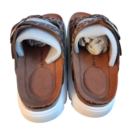 Jazmin Brown Leopard Platform Sandals Women's Size 6